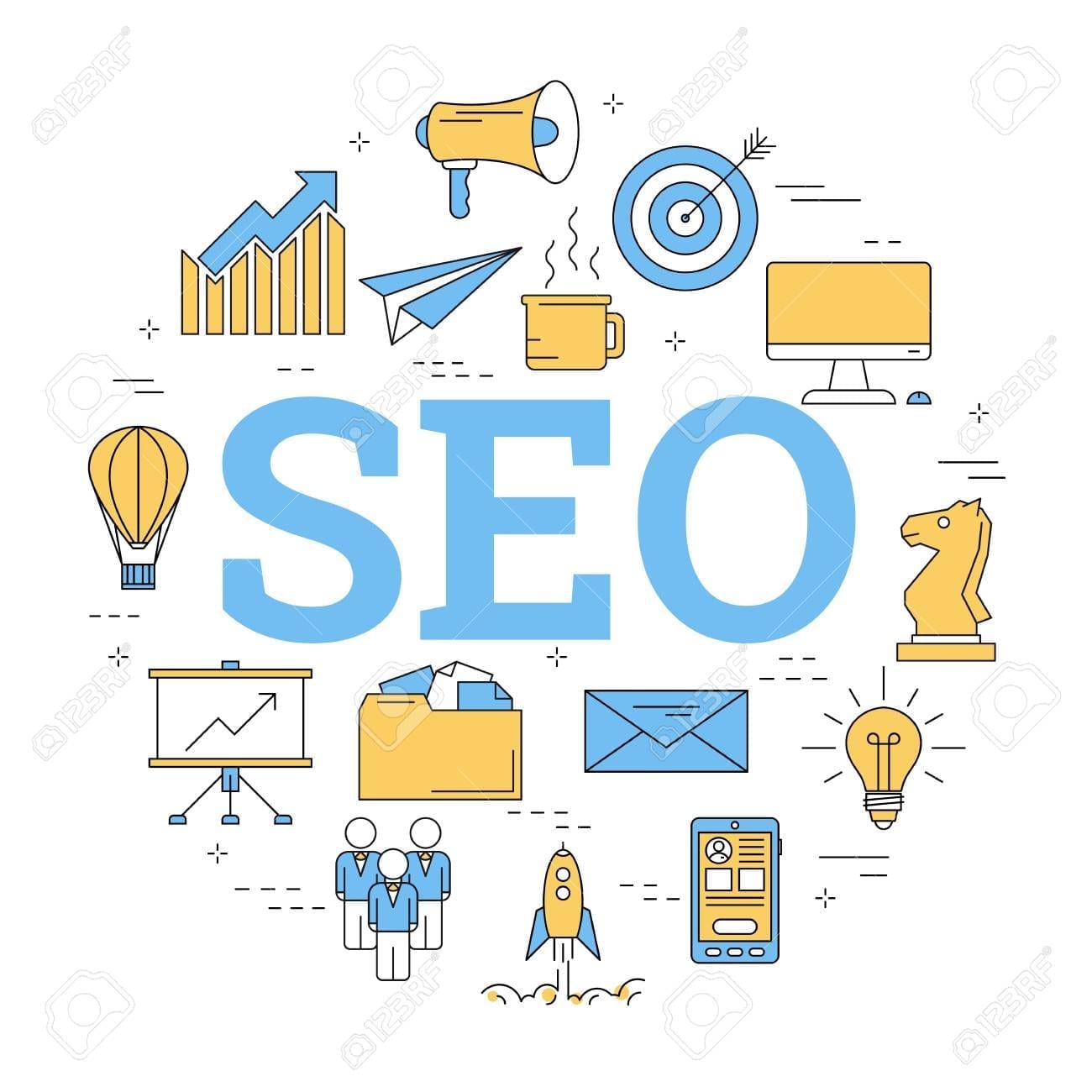 Round linear concept of SEO best seo practices